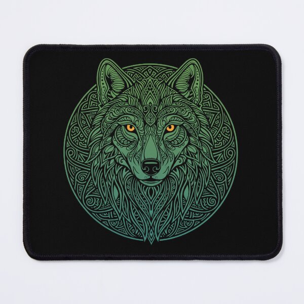 Item preview, Emerald Celtic Wolf Head Mandala Spirit designed and sold by MartinxMarie.