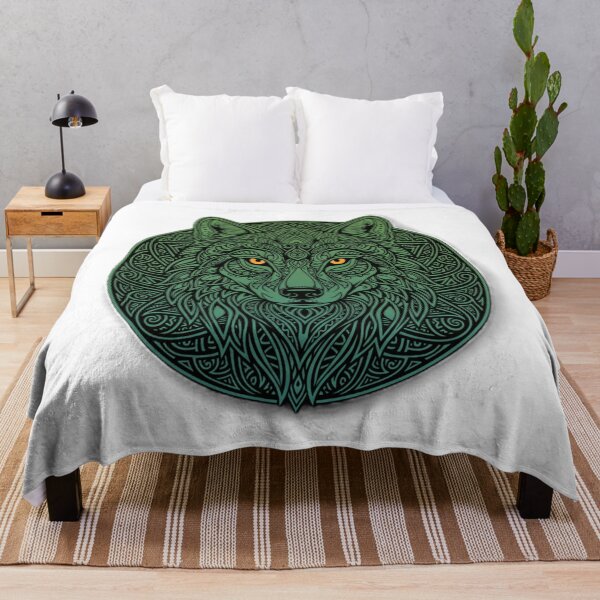 Item preview, Emerald Celtic Wolf Head Mandala Spirit designed and sold by MartinxMarie.