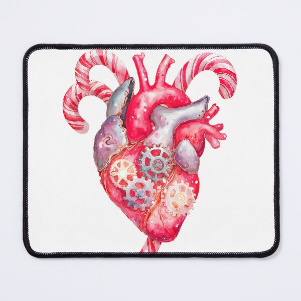 Item preview, Mechanical Heart with Candy Canes - Whimsical Holiday Design designed and sold by Anastasiia Yurevych.