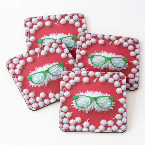 Item preview, Santa Glasses and Mustache Flat Lay – Festive Christmas Red Background Design designed and sold by PixelVibe782.