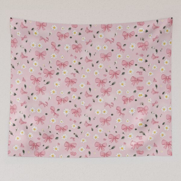 Item preview, Pink Bow and Daisy Seamless Floral Pattern Design designed and sold by SplashTastic.