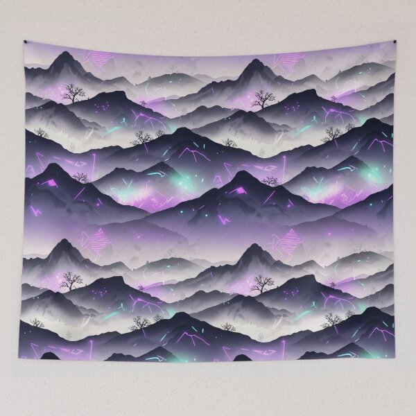 Item preview, Neon Mist Mountains designed and sold by Kaleidoscope Print.