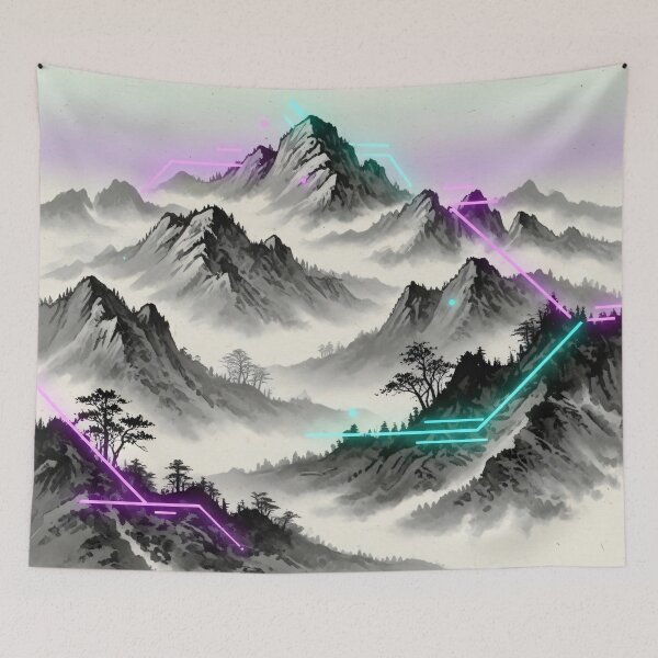Item preview, Neon Circuit Mountains designed and sold by Kaleidoscope Print.