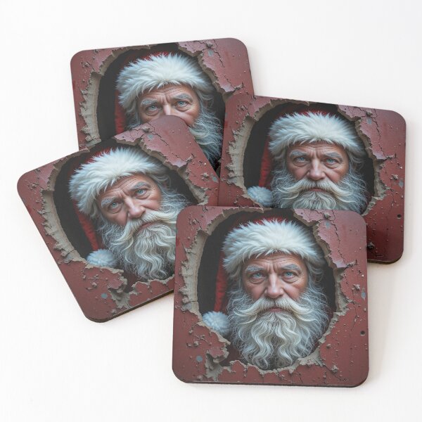Item preview, Realistic Santa Portrait Peeking Through Torn Wall – Dramatic Festive Christmas Art designed and sold by PixelVibe782.