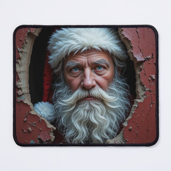 Item preview, Realistic Santa Portrait Peeking Through Torn Wall – Dramatic Festive Christmas Art designed and sold by PixelVibe782.