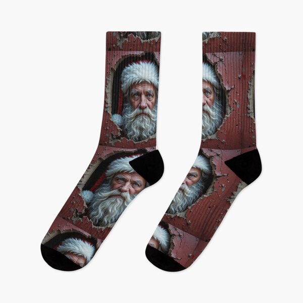 Item preview, Realistic Santa Portrait Peeking Through Torn Wall – Dramatic Festive Christmas Art designed and sold by PixelVibe782.