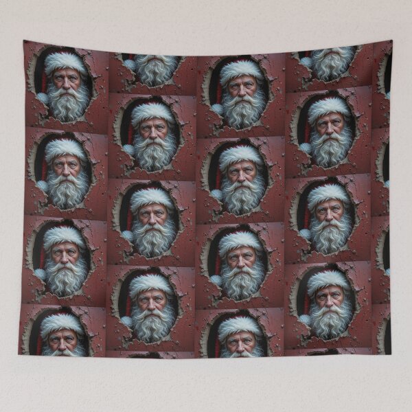 Item preview, Realistic Santa Portrait Peeking Through Torn Wall – Dramatic Festive Christmas Art designed and sold by PixelVibe782.