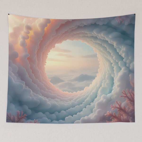 Item preview, Cloudy Sky Stargate Portal Ring made of Coral & Pearls (image size 8320x12480) designed and sold by Digital-Davinci.