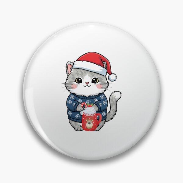 Item preview, Cozy Christmas Cat – Cute Santa Kitty With Tea” designed and sold by Fouziaart08.