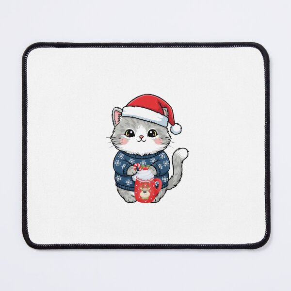 Item preview, Cozy Christmas Cat – Cute Santa Kitty With Tea” designed and sold by Fouziaart08.