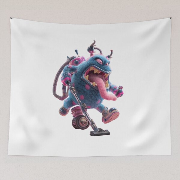 Item preview, Cartoon Monster with Vacuum Cleaner designed and sold by AlexLineArt.