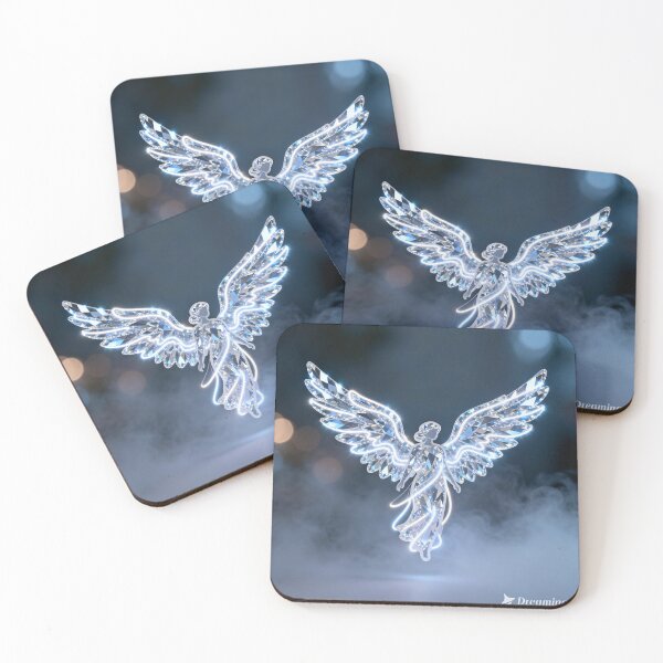 Item preview, Crystal-Winged Angels with LED Light Trails – Minimalist Ethereal Art designed and sold by BlueYasmine.