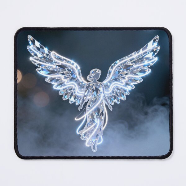 Item preview, Crystal-Winged Angels with LED Light Trails – Minimalist Ethereal Art designed and sold by BlueYasmine.