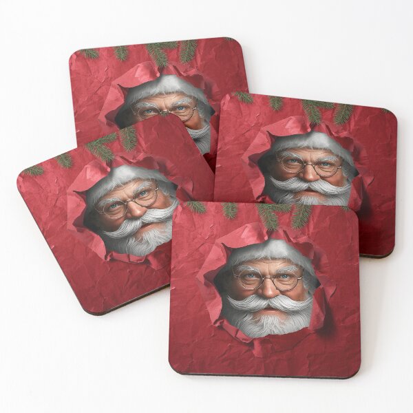 Item preview, Realistic Santa Claus Peeking Through Torn Red Paper – Detailed Christmas Portrait designed and sold by PixelVibe782.