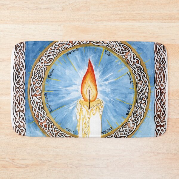 Item preview, Look to the Light, Watercolor Painting of a Candle with Celtic Knotwork and the Wiccan Wheel of the Year designed and sold by Crystal Odenkirk.