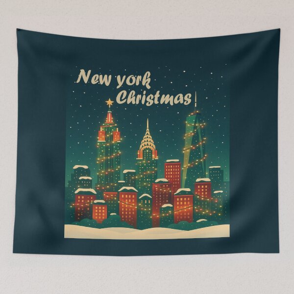 Item preview, NYC Christmas Snow Scene – New York Skyline Winter Illustration designed and sold by Globalcitytees.