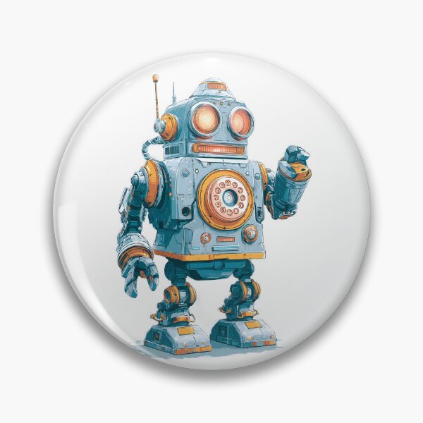 Item preview, Retro-Futuristic Robot Dial Phone Graphic designed and sold by DanielY01.