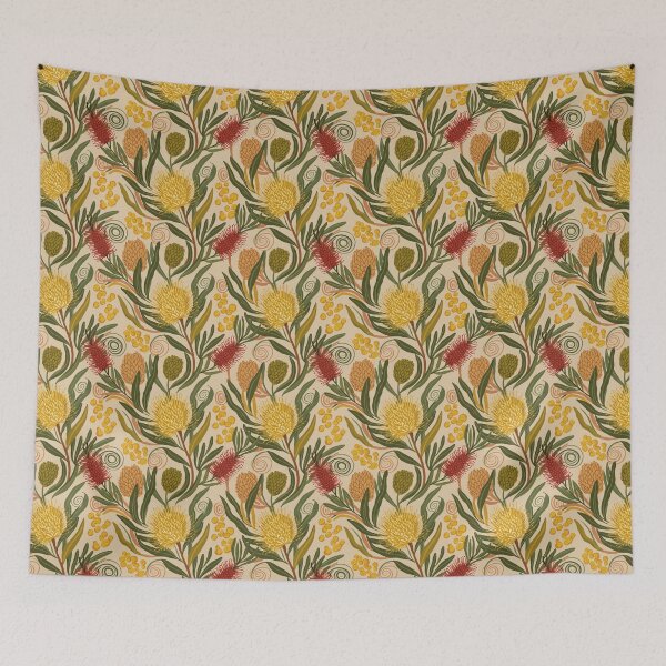 Item preview, Australian Botanical Print — Banksia, Wattle & Red Bottlebrush designed and sold by TroyTheTerrific.