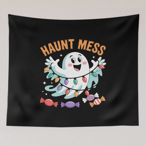 Item preview, Haunt Mess Cute Ghost with Candy and Lights Halloween designed and sold by HardcoreTour.