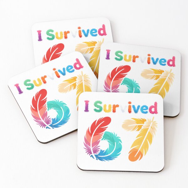 Item preview, I Survived 67 Colorful Feather Design – Vibrant Retro Survival Milestone designed and sold by drchzak.