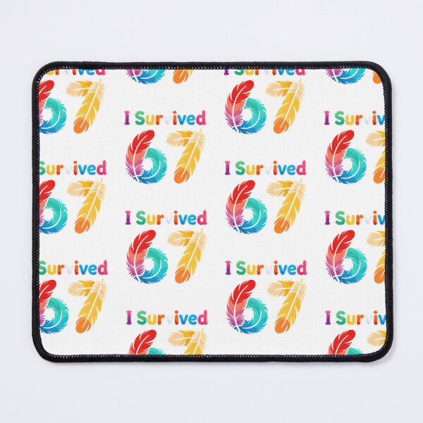 Item preview, I Survived 67 Colorful Feather Design – Vibrant Retro Survival Milestone designed and sold by drchzak.