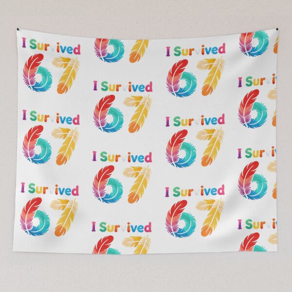 Item preview, I Survived 67 Colorful Feather Design – Vibrant Retro Survival Milestone designed and sold by drchzak.