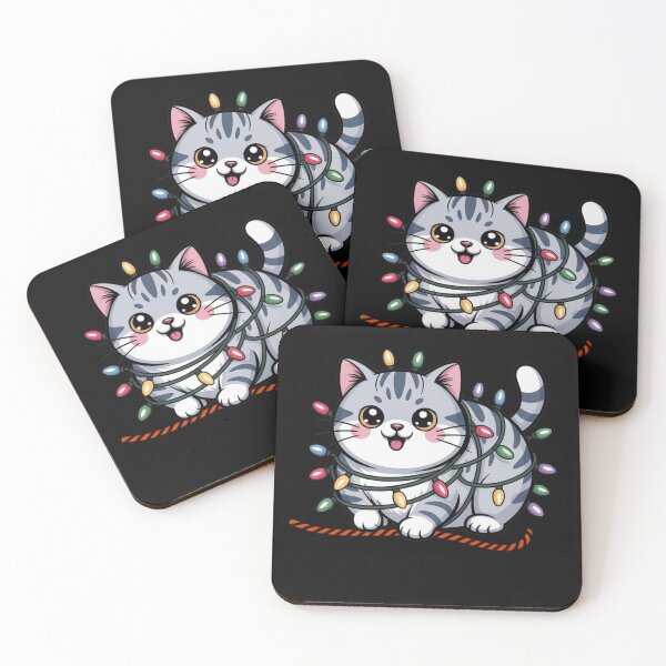 Item preview, Merry Kitty in Colorful Lights. Holiday Joy in Kawaii Style! In the twinkling glow of multicolored Christmas lights. designed and sold by Creative-Sanc.