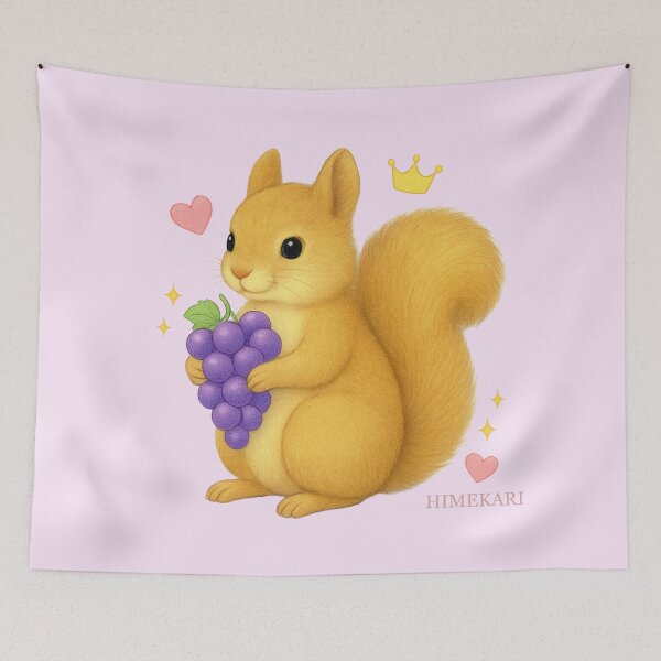 Item preview, Cute Squirrel with Grapes - Solid Pink designed and sold by HIMEKARI.