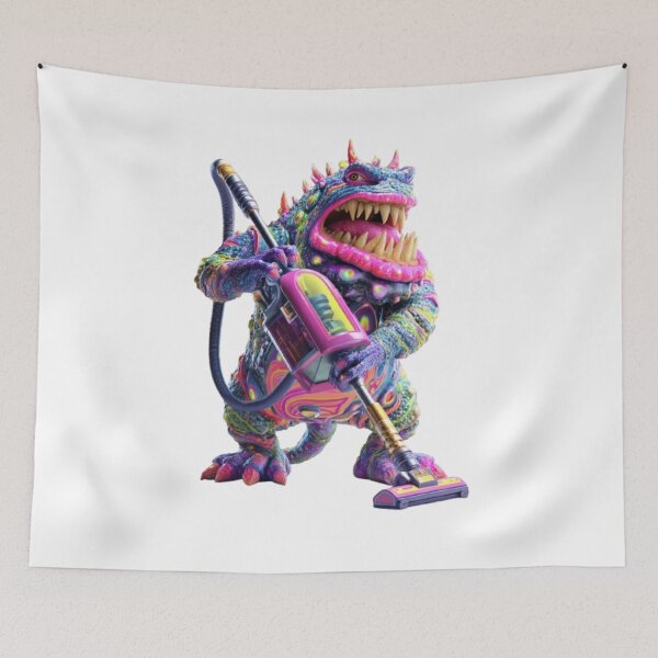 Item preview, Cartoon Monster with Vacuum Cleaner designed and sold by AlexLineArt.