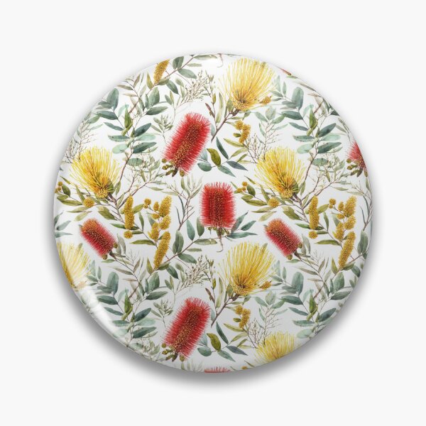 Item preview, Seamless Native Floral Pattern — Red Bottlebrush & Golden Banksia designed and sold by TroyTheTerrific.