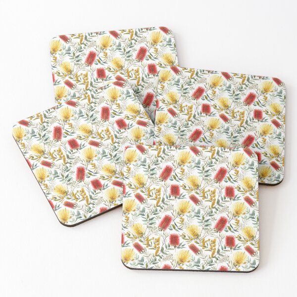Item preview, Seamless Native Floral Pattern — Red Bottlebrush & Golden Banksia designed and sold by TroyTheTerrific.