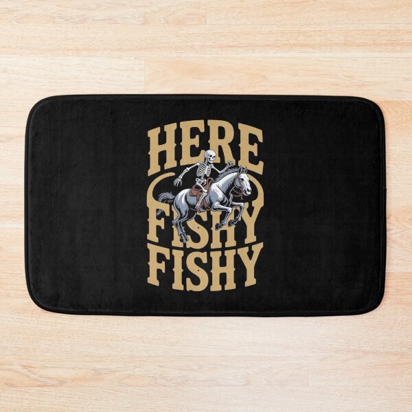 Item preview, Here Fishy Fishing Howdy Halloween Bass Fish Saying Skeleton designed and sold by BubblePancake.