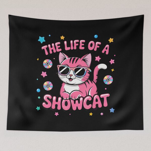 Item preview, The Life Of A Showcat Y2K Pink Groovy Squad Cat Sunglasses designed and sold by ElaineEsther.