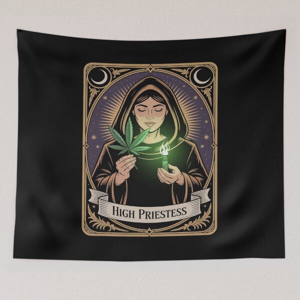 Item preview, High Priestess Tarot Card Cannabis Art for Mystics Stoners designed and sold by BubblePancake.