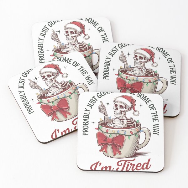 Item preview, Funny Christmas Skeleton Hot Cocoa Mug Sticker Design designed and sold by LunaPixelStudio.