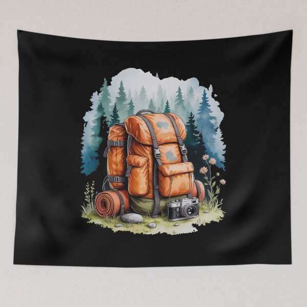Item preview, Hiking Backpack with Outdoor Gear designed and sold by BubblePancake.
