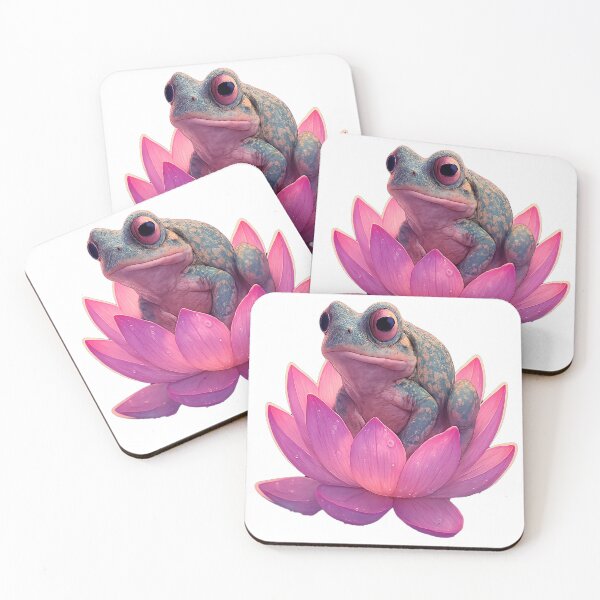 Item preview, Cute Realistic Frog on Pink Lotus Sticker - Dreamy Pastel Vinyl Decal Art designed and sold by ARTCREATESHOP.