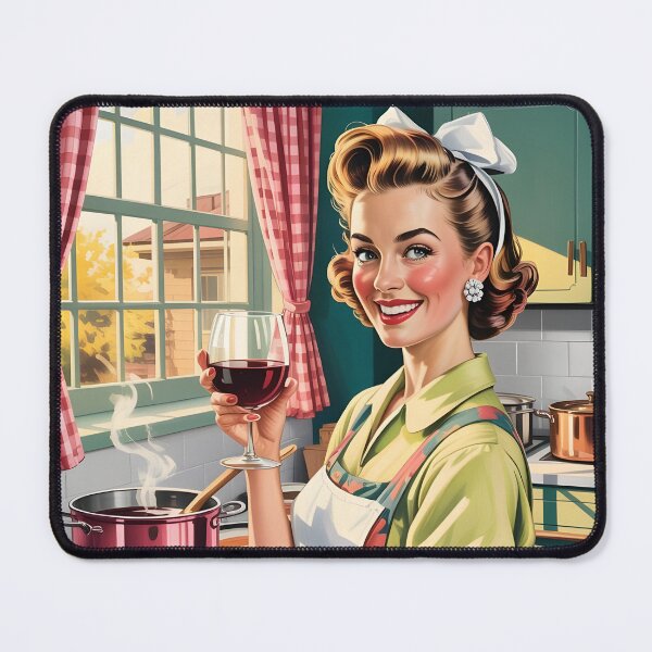 Item preview, I Cook With Wine – Retro 1950s Kitchen Poster designed and sold by MooLaLa.Store.