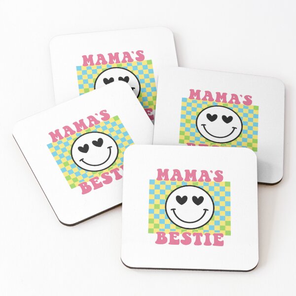 Item preview, Mama's Bestie Checkered Smiley Face | Retro Pink Mom and Daughter Gift designed and sold by HBDStudio.