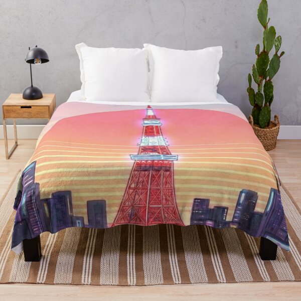 Item preview, Neon Tokyo Tower Sunrise - Vaporwave Cyberpunk Cityscape designed and sold by treasurestockjp.