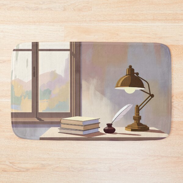 Item preview, Cozy Writing Desk with Books and Quill by Pastel Window designed and sold by SplashTastic.