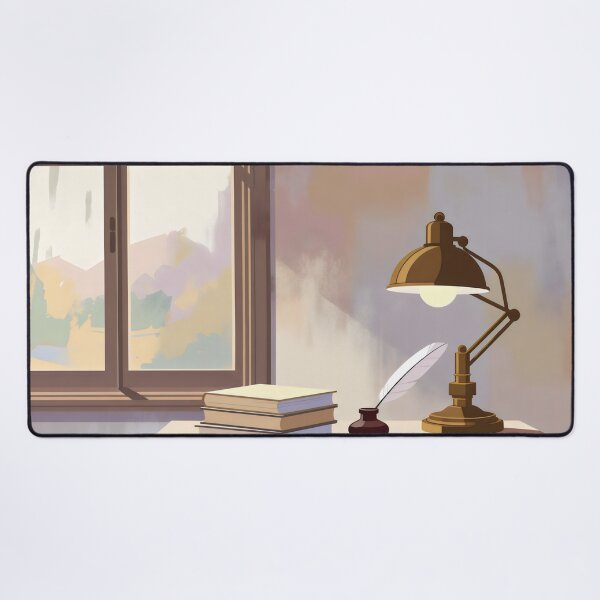 Item preview, Cozy Writing Desk with Books and Quill by Pastel Window designed and sold by SplashTastic.