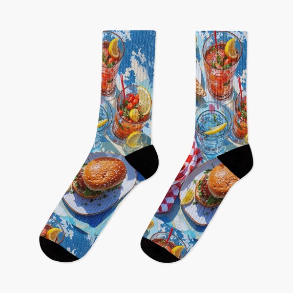 Item preview, Vibrant Summer Picnic – Colorful Food Art with Burgers, Pizza & Lemon Drinks designed and sold by Grafititee.