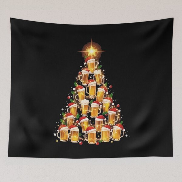 Item preview, Hopped Holly Jolly Christmas Tree | Beer Mug Stacks & Santa Hats designed and sold by Fun-and-joy.