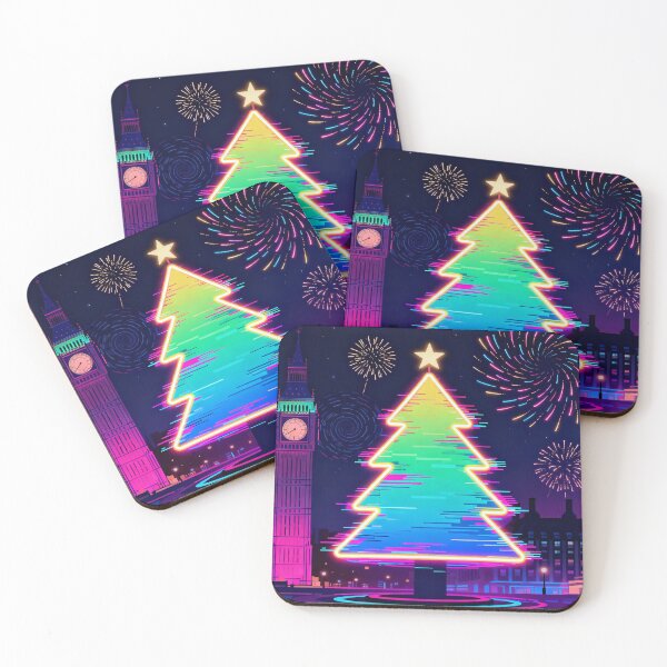 Item preview, Neon Glitch Christmas Tree – Cyberpunk Fireworks Night ,Vector Art designed and sold by BlueYasmine.