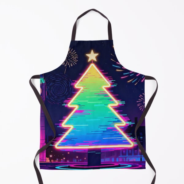 Item preview, Neon Glitch Christmas Tree – Cyberpunk Fireworks Night ,Vector Art designed and sold by BlueYasmine.