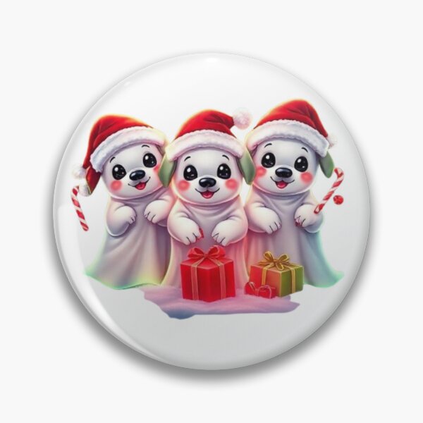 Item preview, Three Cute Christmas Ghost Puppies with Gifts – Kawaii Spooky Holiday Dogs designed and sold by BSL-STORE.