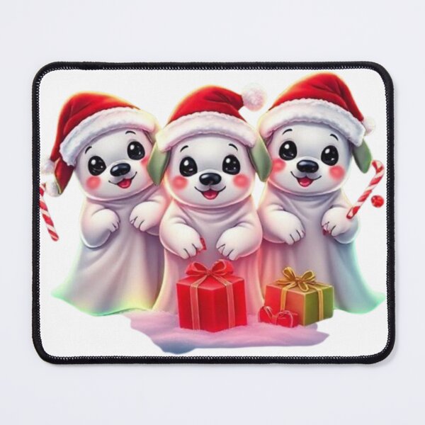 Item preview, Three Cute Christmas Ghost Puppies with Gifts – Kawaii Spooky Holiday Dogs designed and sold by BSL-STORE.