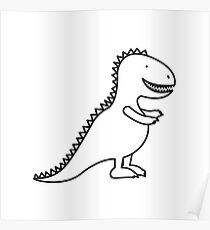 Cute Dinosaur Cartoon Outline Poster