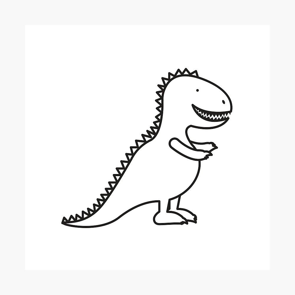 Cute Dinosaur Cartoon Outline